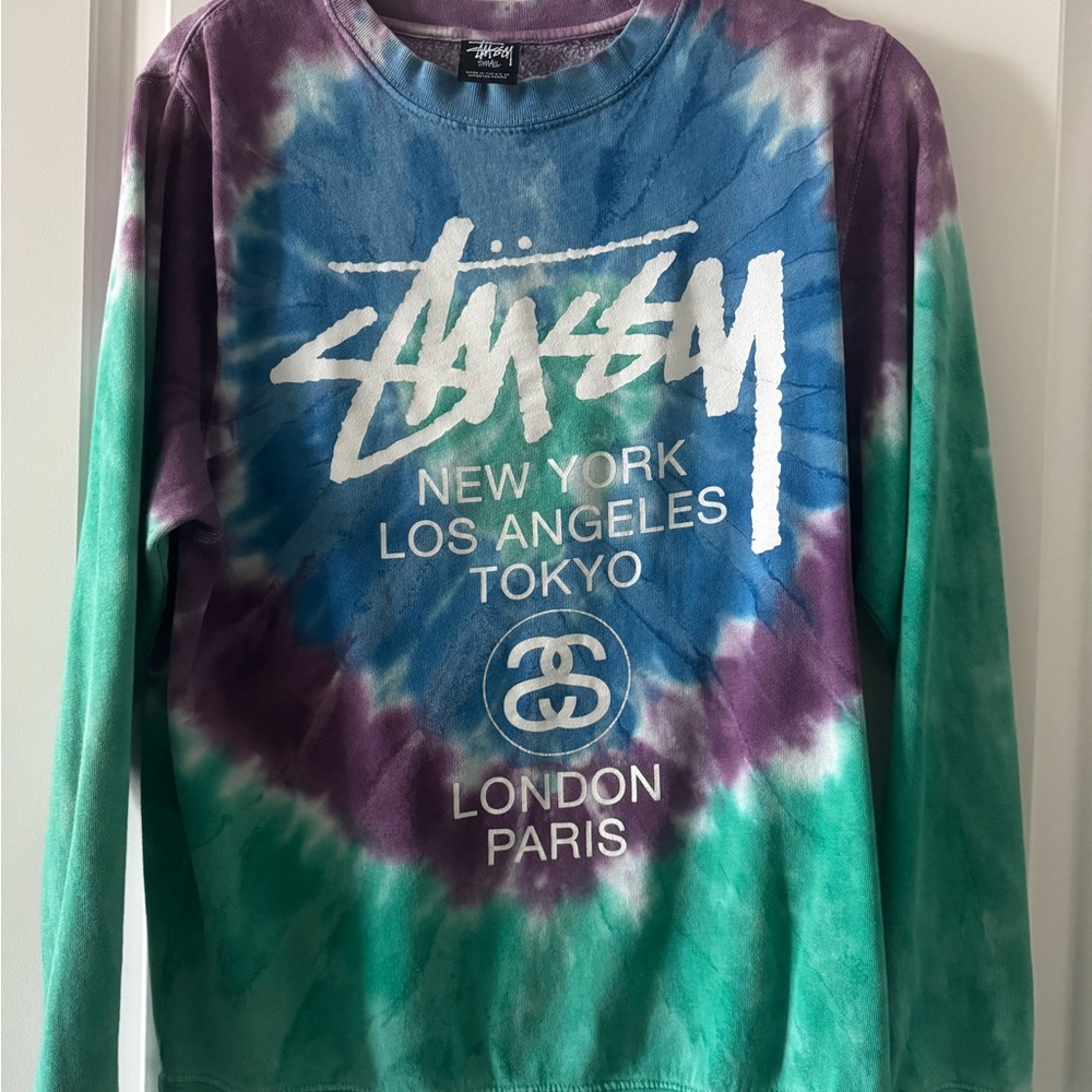 Stussy Blue and Purple Tie-Dye Tee